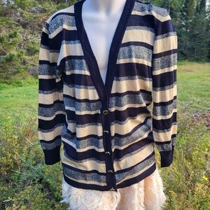"Metallic Moment" Vintage Black and Gold Striped Cardigan